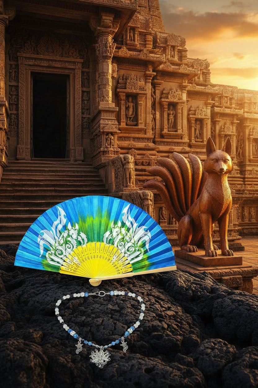 Fox of Ten Tales – Necklace & Hand Fan Set