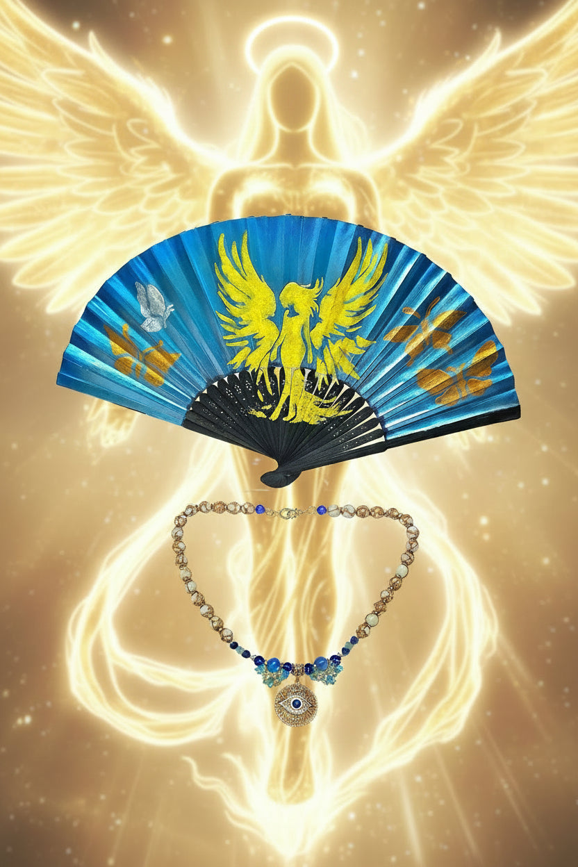 Good Eye – Evil Eye Necklace & Hand Fan Set