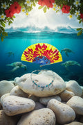 Waves – Sea Turtle Necklace & Hand Fan Set