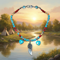 Feather Breeze — Native American Village River Scene