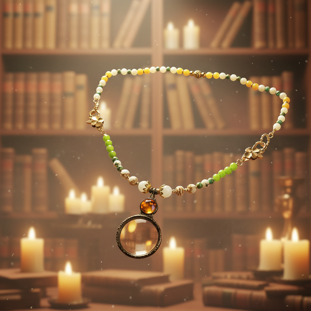 Looking Glass — Tilted View with Antique Library Scene